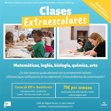 cartel clases particulares|Flyers de clases particulares editables 